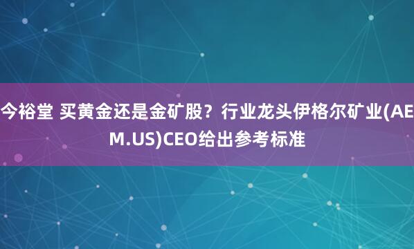 今裕堂 买黄金还是金矿股？行业龙头伊格尔矿业(AEM.US)CEO给出参考标准